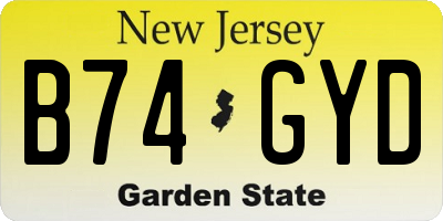 NJ license plate B74GYD