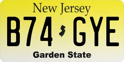 NJ license plate B74GYE