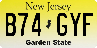 NJ license plate B74GYF
