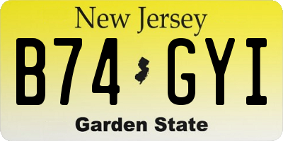NJ license plate B74GYI