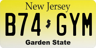 NJ license plate B74GYM