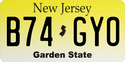 NJ license plate B74GYO