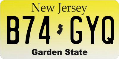 NJ license plate B74GYQ