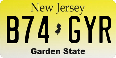 NJ license plate B74GYR