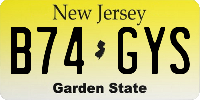 NJ license plate B74GYS