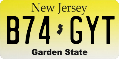 NJ license plate B74GYT