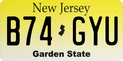 NJ license plate B74GYU