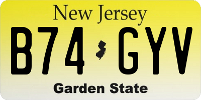 NJ license plate B74GYV