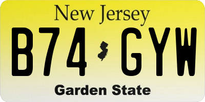 NJ license plate B74GYW