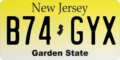 NJ license plate B74GYX
