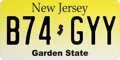 NJ license plate B74GYY