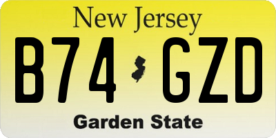 NJ license plate B74GZD
