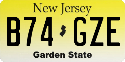NJ license plate B74GZE