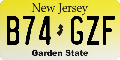 NJ license plate B74GZF