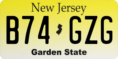 NJ license plate B74GZG