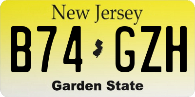 NJ license plate B74GZH
