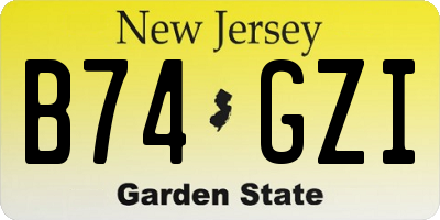 NJ license plate B74GZI