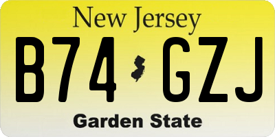 NJ license plate B74GZJ