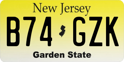 NJ license plate B74GZK