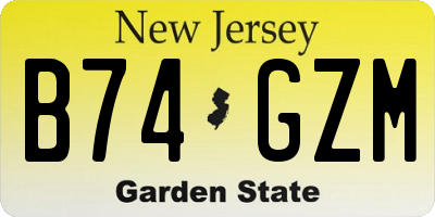 NJ license plate B74GZM