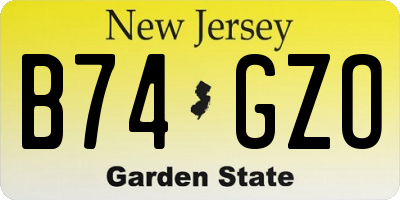 NJ license plate B74GZO