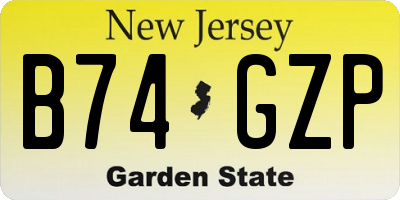 NJ license plate B74GZP
