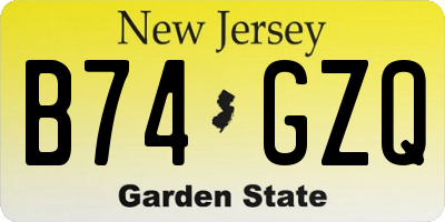 NJ license plate B74GZQ