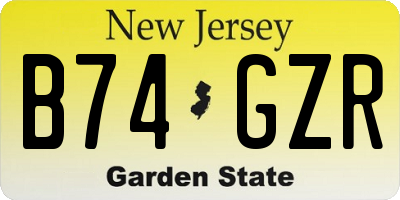 NJ license plate B74GZR