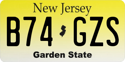 NJ license plate B74GZS