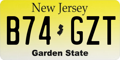 NJ license plate B74GZT