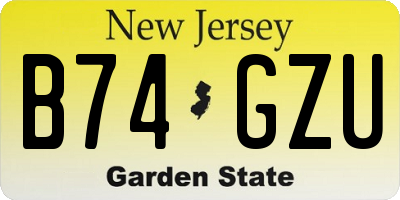 NJ license plate B74GZU