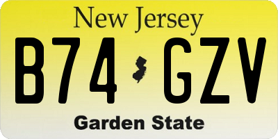 NJ license plate B74GZV