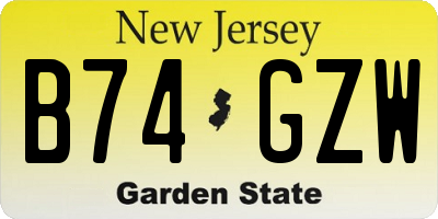 NJ license plate B74GZW