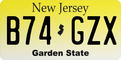 NJ license plate B74GZX