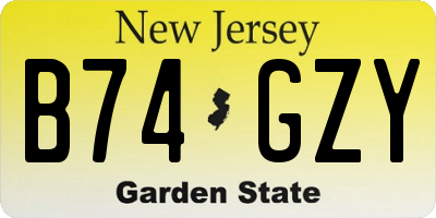 NJ license plate B74GZY