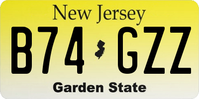 NJ license plate B74GZZ