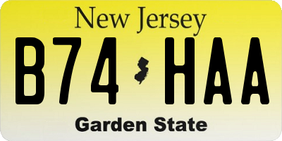 NJ license plate B74HAA