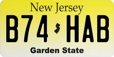NJ license plate B74HAB