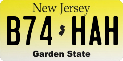 NJ license plate B74HAH