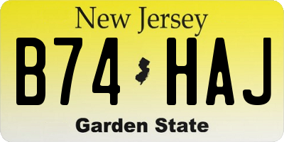 NJ license plate B74HAJ