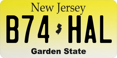 NJ license plate B74HAL