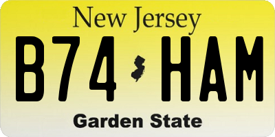 NJ license plate B74HAM