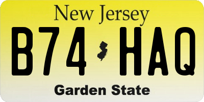 NJ license plate B74HAQ