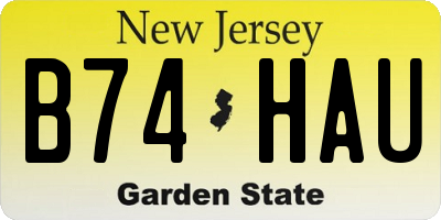 NJ license plate B74HAU