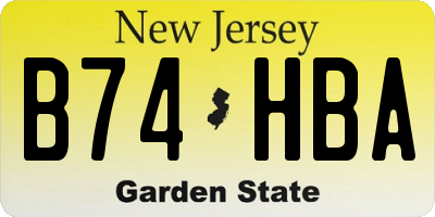 NJ license plate B74HBA