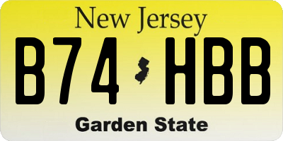 NJ license plate B74HBB