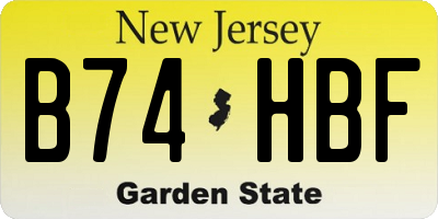 NJ license plate B74HBF