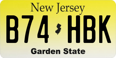 NJ license plate B74HBK