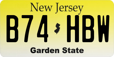 NJ license plate B74HBW