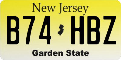 NJ license plate B74HBZ